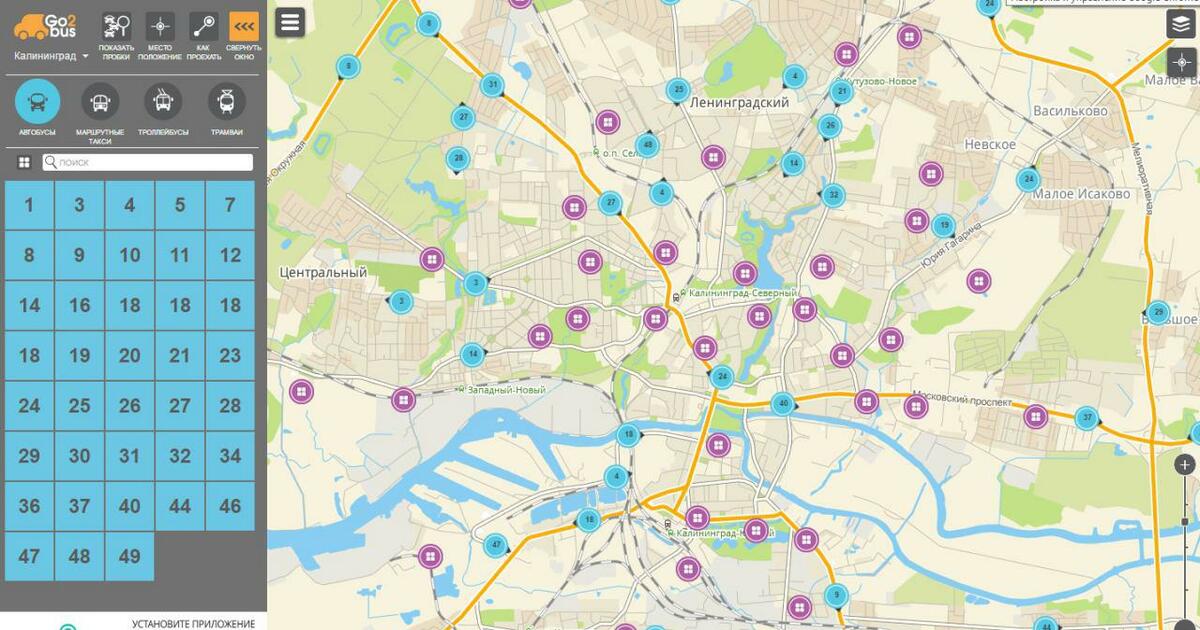 Карта транспорта калининграда онлайн в реальном времени