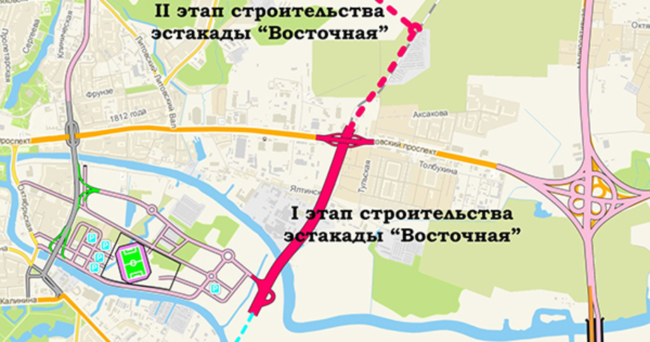 Восточная эстакада калининград подробная схема 3 этап