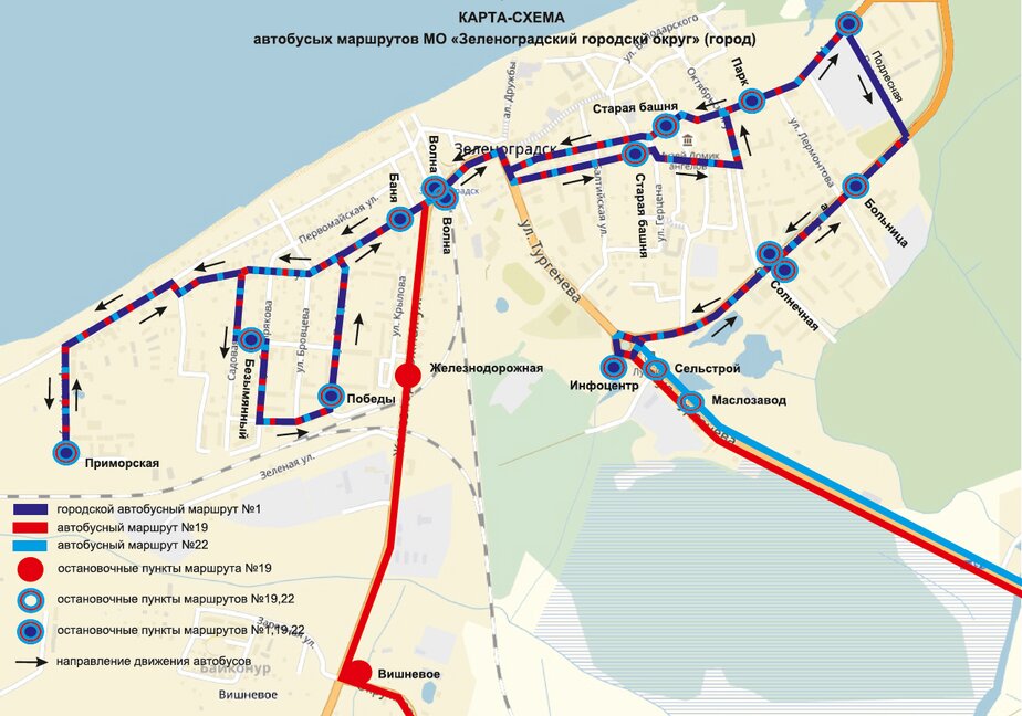 Калининград схема движения общественного транспорта