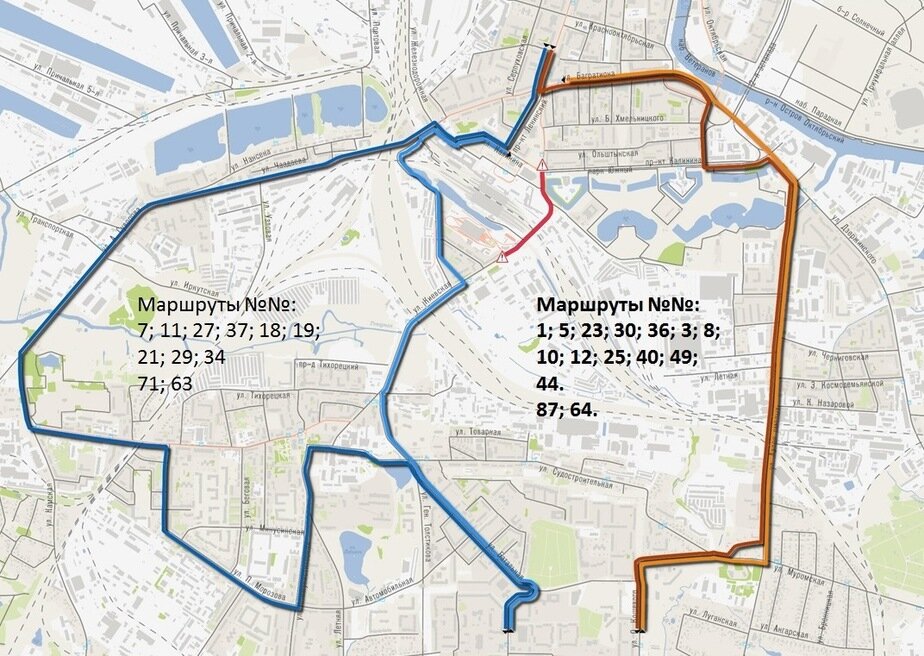Калининград схема движения общественного транспорта