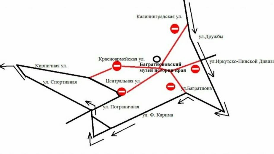 Схема перекрытия дорог калининград