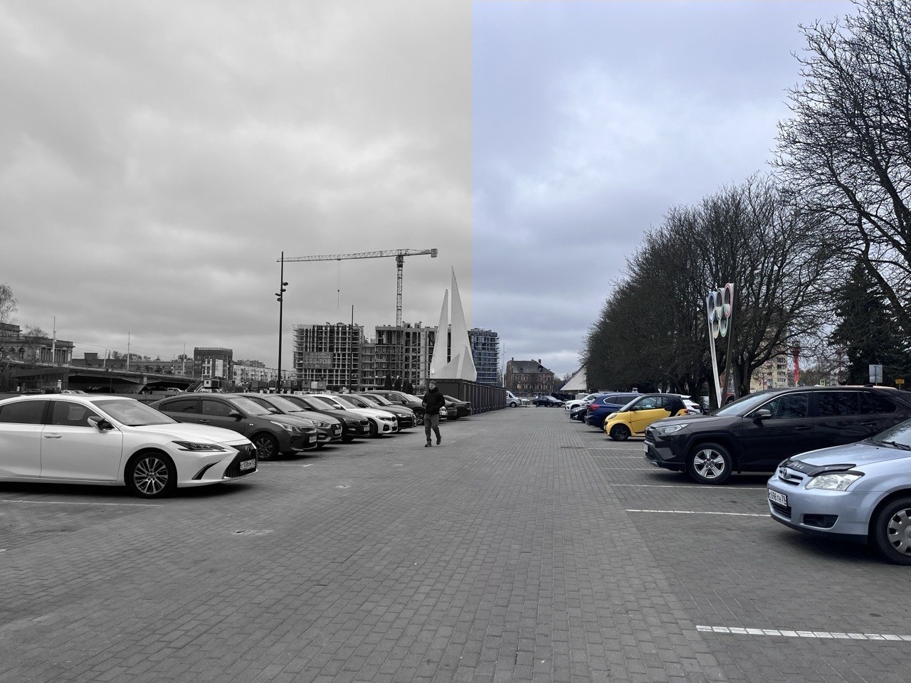 Чёрно-белым указано пространство, на котором будет пешеходная часть