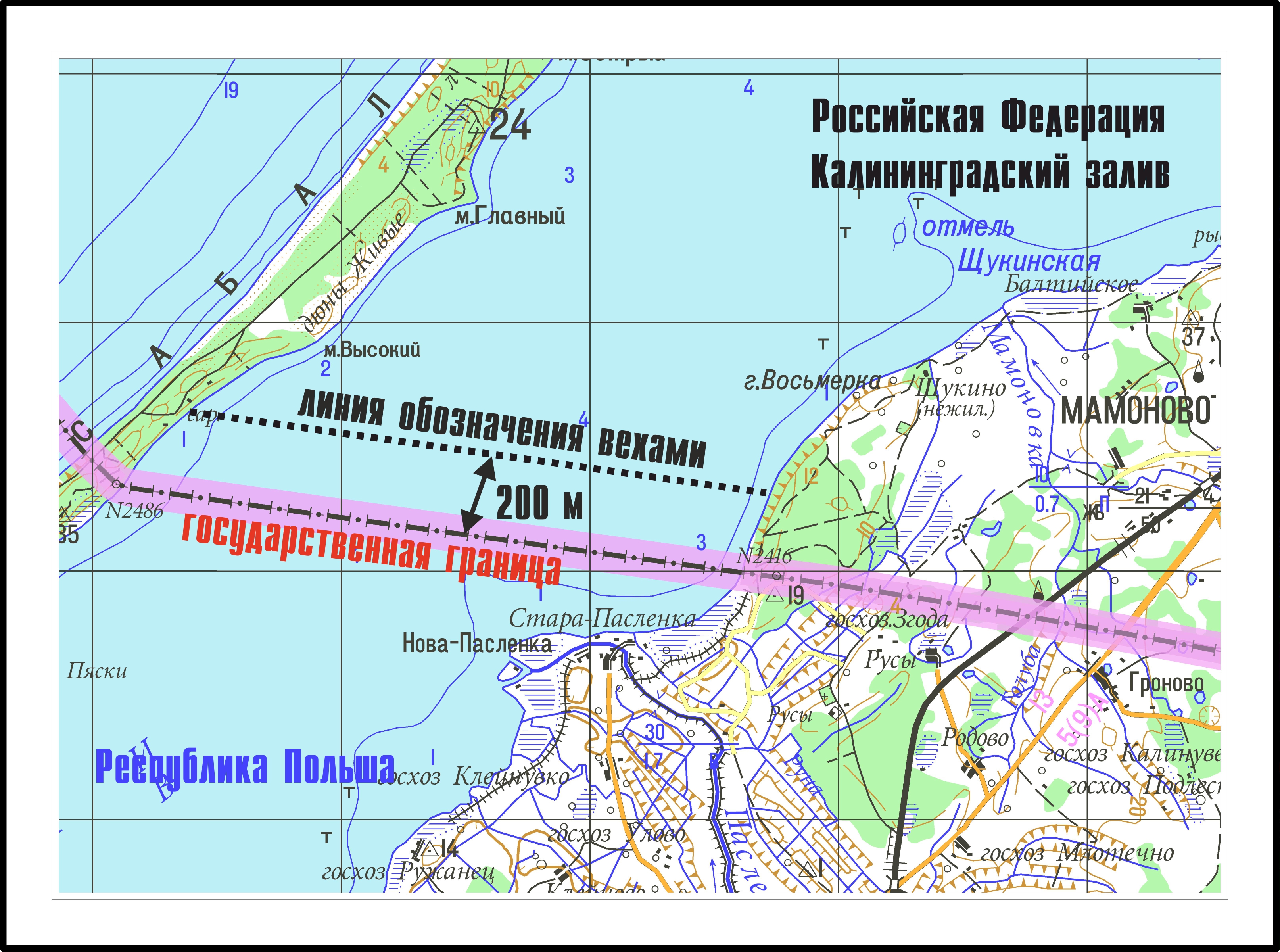 Карта балтийского побережья калининградской